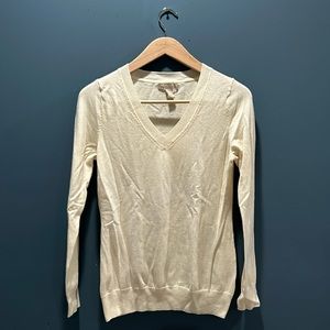 Banana Republic • Cream V-Neck Merino Wool Sweater • Medium